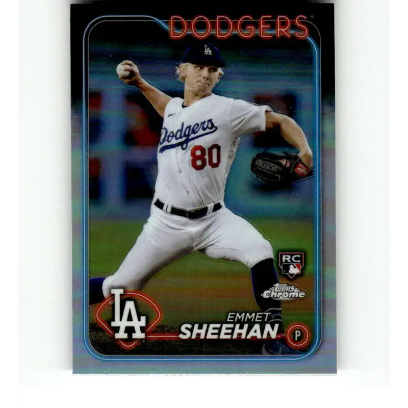 2024 Topps Chrome Refractor #221 Emmet Sheehan NM-MT RC Rookie Los Angeles Dodgers Baseball Card - Baseball Card Single