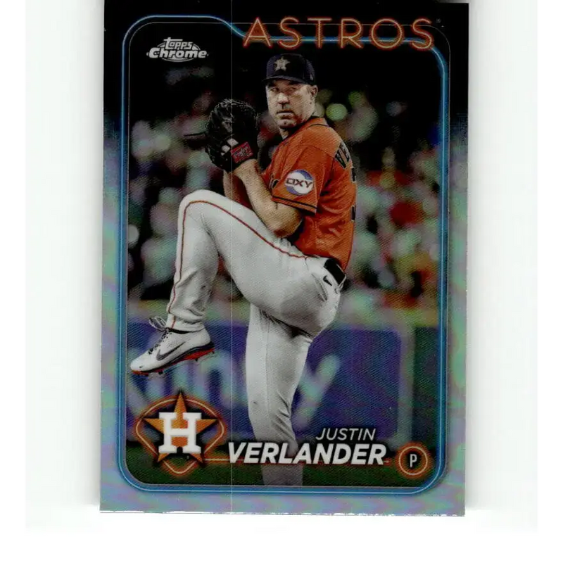 2024 Topps Chrome Refractor #291 Justin Verlander NM-MT Houston Astros Baseball Card - Baseball Card Single