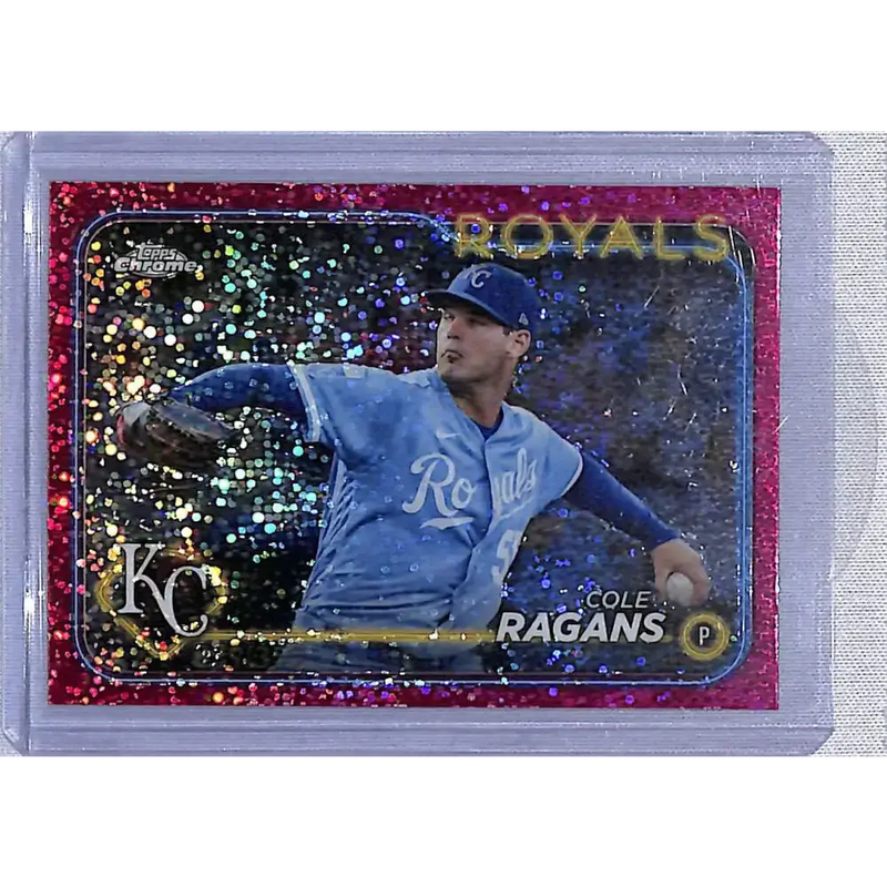 2024 Topps Chrome Refractor Magenta Speckle #186 Cole Ragans NM-MT 239/350 Kansas City Royals - Baseball Card Single