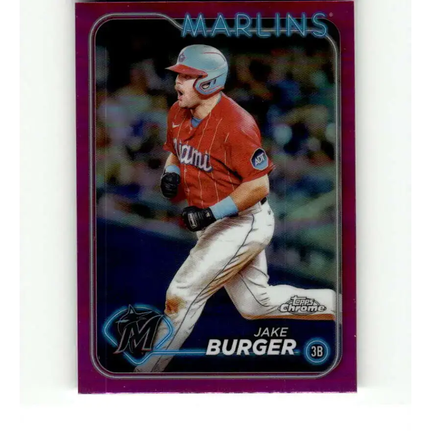2024 Topps Chrome Refractor Pink #108 Jake Burger NM-MT Miami Marlins Baseball Card - Baseball Card Single