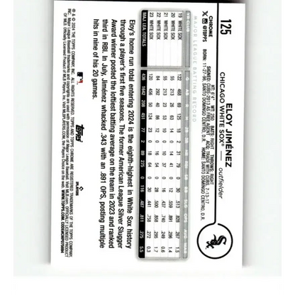 2024 Topps Chrome Refractor Pink #125 Eloy Jimenez NM-MT Chicago White Sox Baseball Card