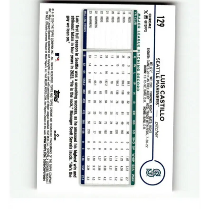 2024 Topps Chrome Refractor Pink #129 Luis Castillo NM-MT Seattle Mariners Baseball Card