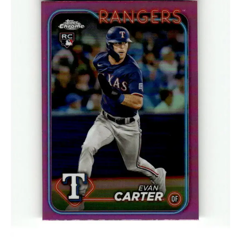 2024 Topps Chrome Refractor Pink #136 Evan Carter NM-MT RC Rookie Texas Rangers Baseball Card - Baseball Card Single