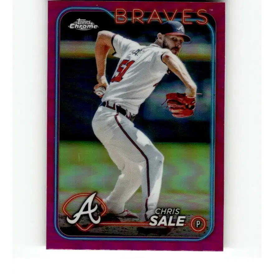 2024 Topps Chrome Refractor Pink #144 Chris Sale NM-MT Atlanta Braves Baseball Card - Baseball Card Single