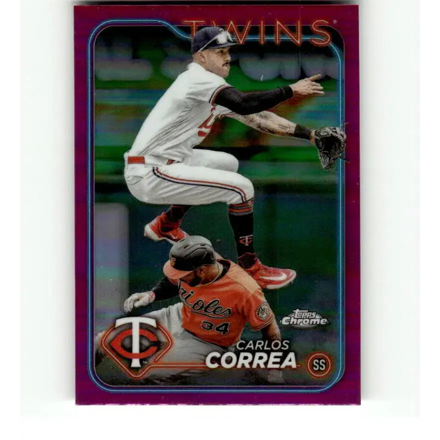 2024 Topps Chrome Refractor Pink #156 Carlos Correa NM-MT Minnesota Twins Baseball Card - Baseball Card Single