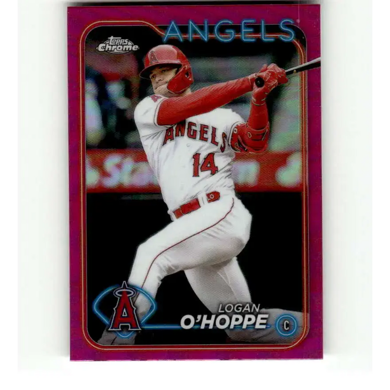 2024 Topps Chrome Refractor Pink #199 Logan O’Hoppe NM-MT Los Angeles Angels Baseball Card - Baseball Card Single