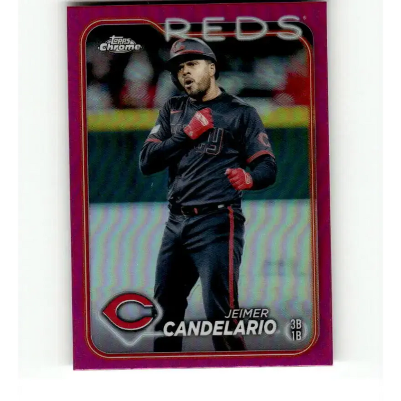 2024 Topps Chrome Refractor Pink #239 Jeimer Candelario NM-MT Cincinnati Reds Baseball Card - Baseball Card Single