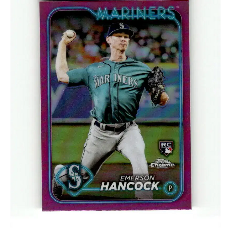 2024 Topps Chrome Refractor Pink #245 Emerson Hancock NM-MT RC Rookie Seattle Mariners Baseball Card - Baseball Card