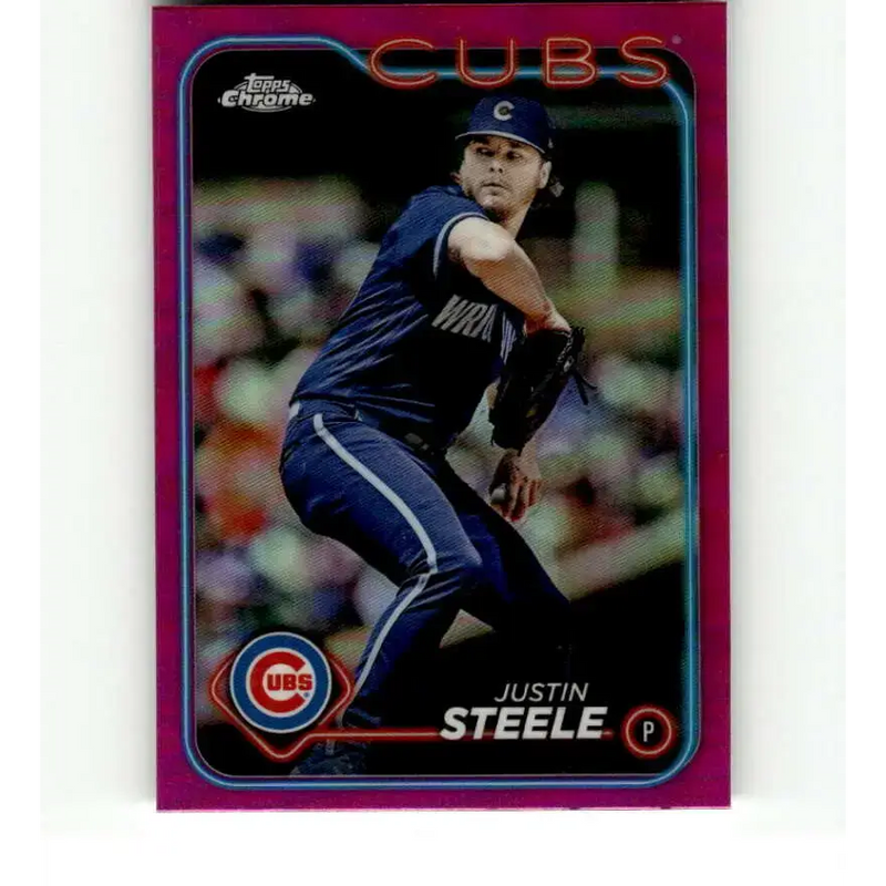 2024 Topps Chrome Refractor Pink #258 Justin Steele NM-MT Chicago Cubs Baseball Card - Baseball Card Single