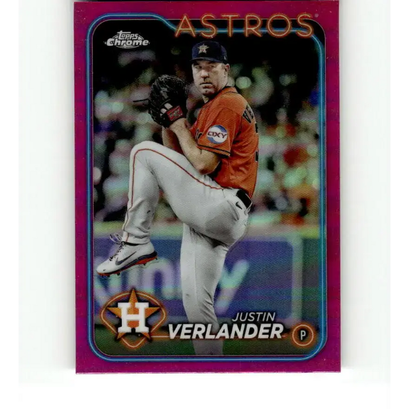 2024 Topps Chrome Refractor Pink #291 Justin Verlander NM-MT Houston Astros Baseball Card - Baseball Card Single