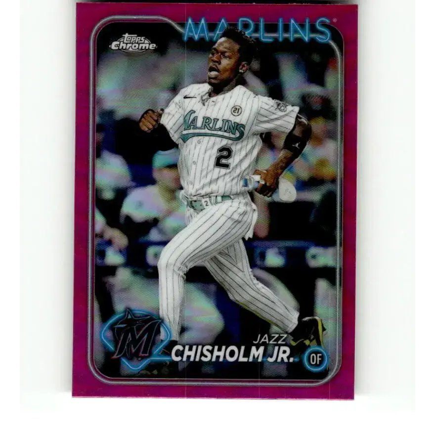 2024 Topps Chrome Refractor Pink #70 Jazz Chisholm Jr. NM-MT Miami Marlins Baseball Card - Baseball Card Single