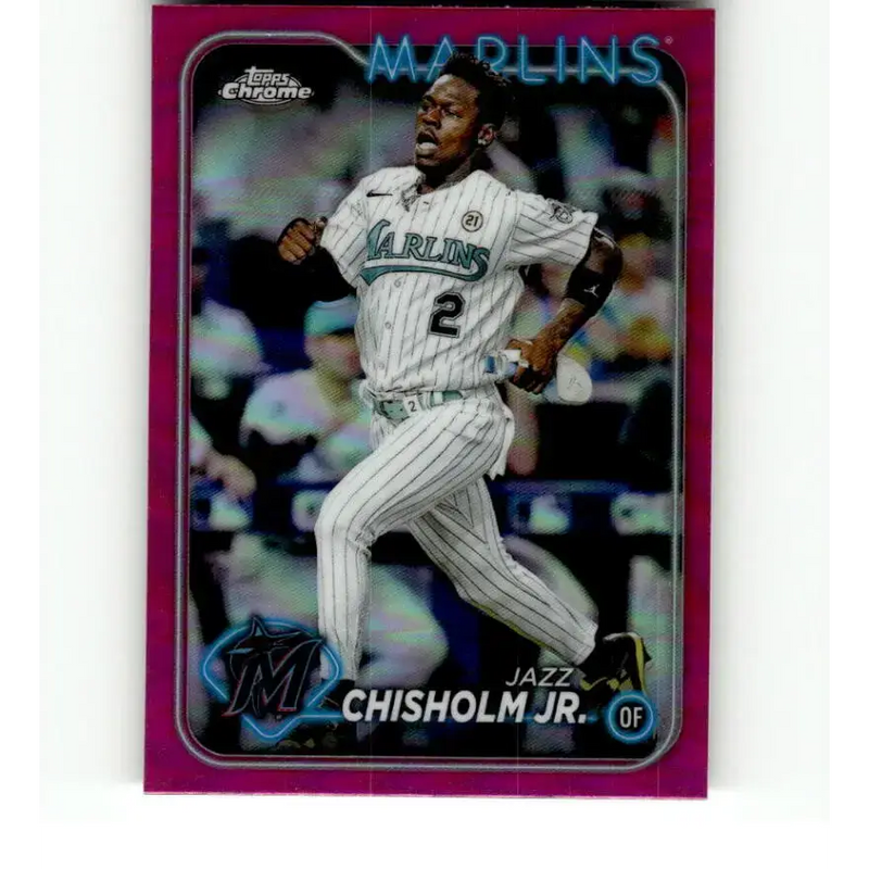 2024 Topps Chrome Refractor Pink #70 Jazz Chisholm Jr. NM-MT Miami Marlins Baseball Card - Baseball Card Single