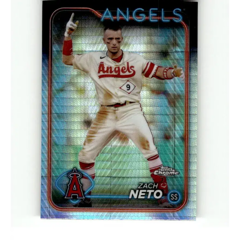 2024 Topps Chrome Refractor Prism #123 Zach Neto NM-MT Los Angeles Angels Baseball Card - Baseball Card Single