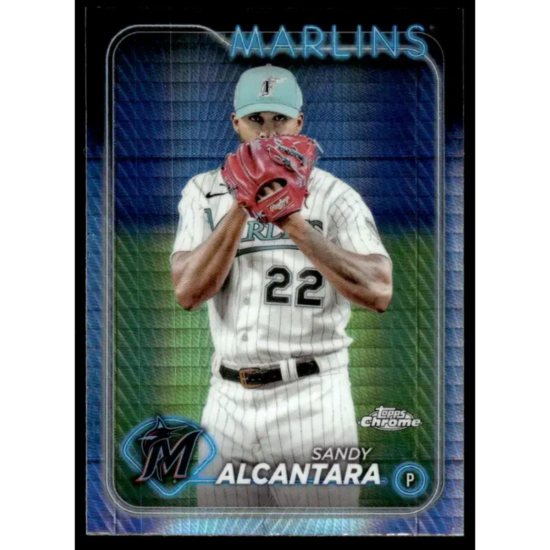 2024 Topps Chrome Refractor Prism #138 Sandy Alcantara NM-MT Miami Marlins Baseball Card - Baseball Card Single