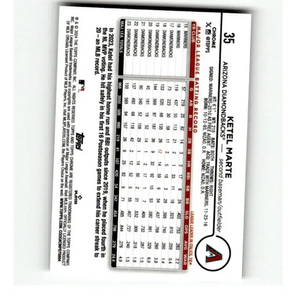 2024 Topps Chrome Refractor Prism #35 Ketel Marte NM-MT Arizona Diamondbacks Baseball Card