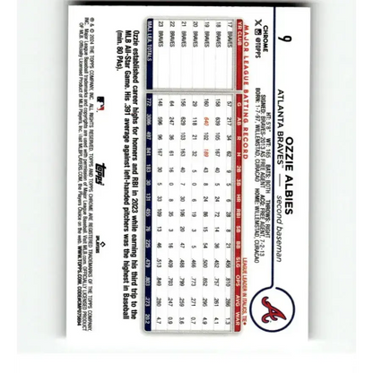 2024 Topps Chrome Refractor Prism #9 Ozzie Albies NM-MT Atlanta Braves Baseball Card