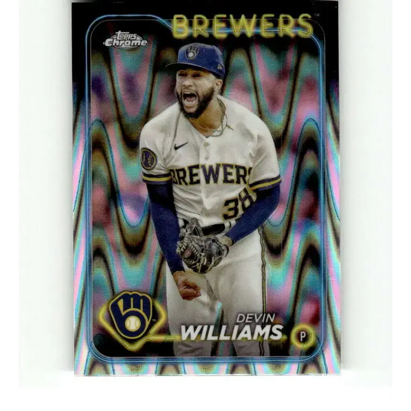 2024 Topps Chrome Refractor RayWave #103 Devin Williams NM-MT Milwaukee Brewers Baseball Card - Baseball Card Single