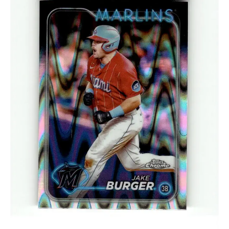 2024 Topps Chrome Refractor RayWave #108 Jake Burger NM-MT Miami Marlins Baseball Card - Baseball Card Single