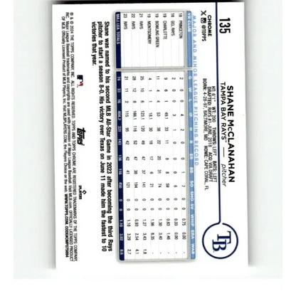 2024 Topps Chrome Refractor RayWave #135 Shane McClanahan NM-MT Tampa Bay Rays Baseball Card