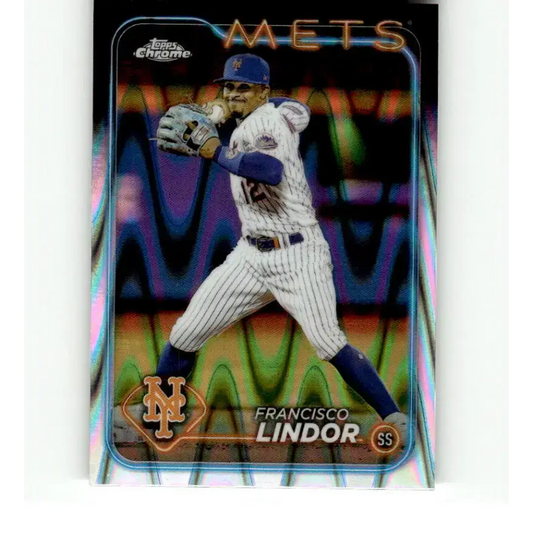 2024 Topps Chrome Refractor RayWave #137 Francisco Lindor NM-MT New York Mets Baseball Card