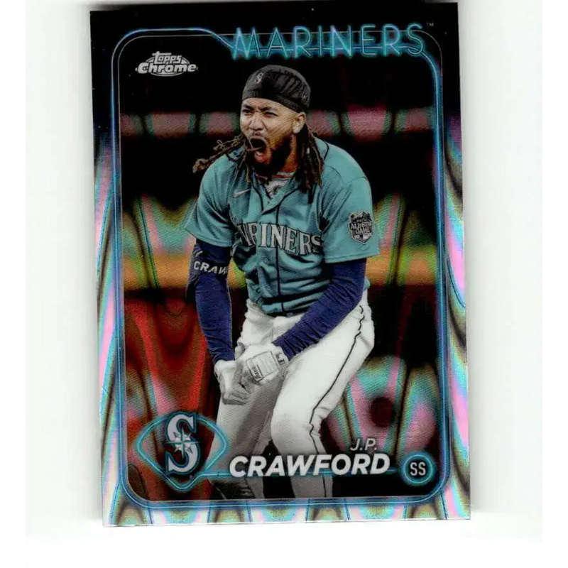2024 Topps Chrome Refractor RayWave #14 J.P. Crawford NM-MT Seattle Mariners Baseball Card - Baseball Card Single