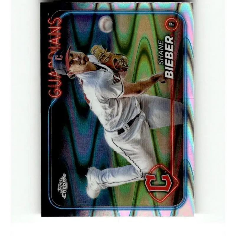 2024 Topps Chrome Refractor RayWave #149 Shane Bieber NM-MT Cleveland Guardians Baseball Card - Baseball Card Single