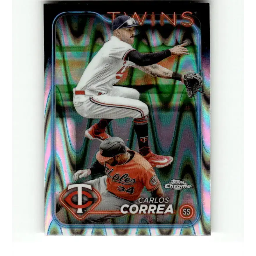 2024 Topps Chrome Refractor RayWave #156 Carlos Correa NM-MT Minnesota Twins Baseball Card