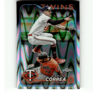 2024 Topps Chrome Refractor RayWave #156 Carlos Correa NM-MT Minnesota Twins Baseball Card