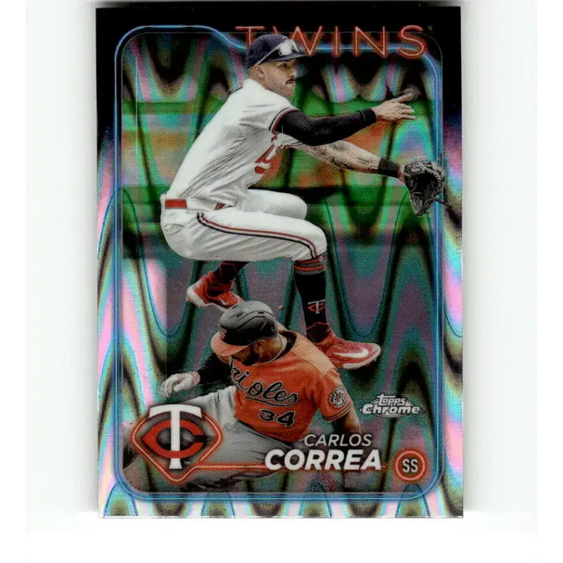 2024 Topps Chrome Refractor RayWave #156 Carlos Correa NM-MT Minnesota Twins Baseball Card - Baseball Card Single