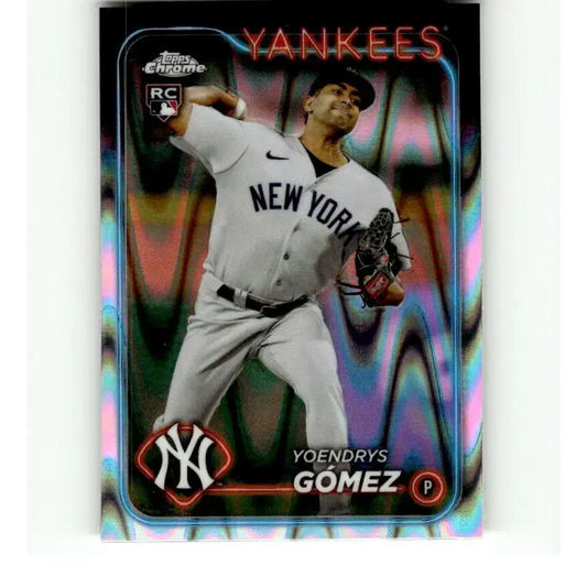2024 Topps Chrome Refractor RayWave #160 Yoendrys Gomez NM-MT RC Rookie New York Yankees Baseball Card