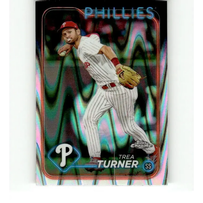 2024 Topps Chrome Refractor RayWave #169 Trea Turner NM-MT Philadelphia Phillies Baseball Card - Baseball Card Single