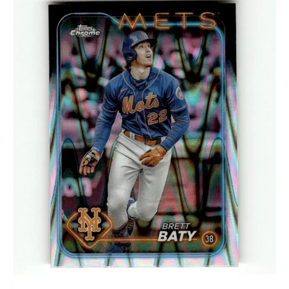 2024 Topps Chrome Refractor RayWave #17 Brett Baty NM-MT New York Mets Baseball Card