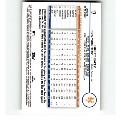 2024 Topps Chrome Refractor RayWave #17 Brett Baty NM-MT New York Mets Baseball Card