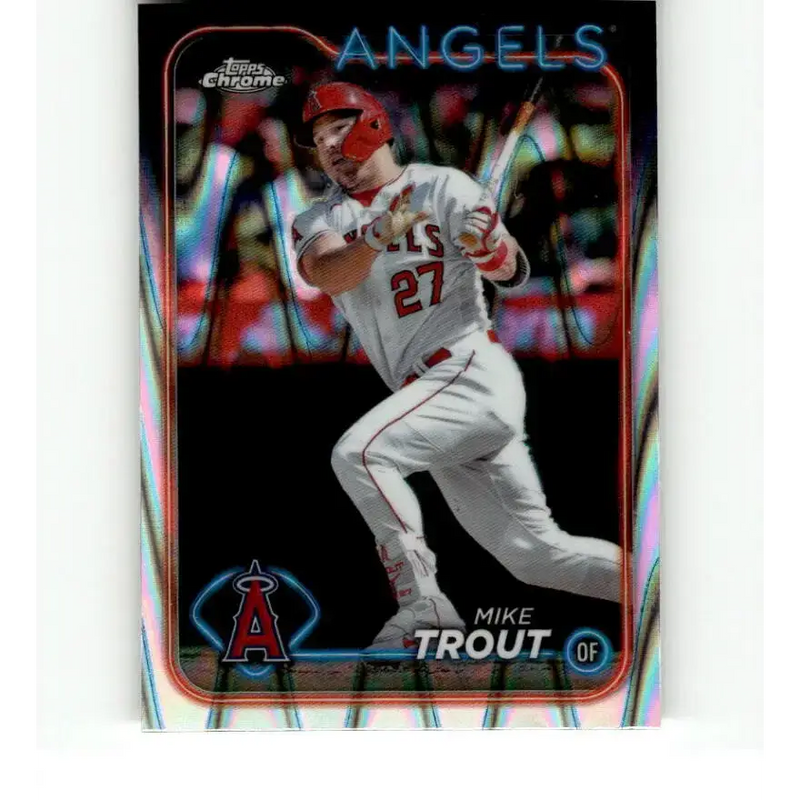 2024 Topps Chrome Refractor RayWave #200 Mike Trout NM-MT Los Angeles Angels Baseball Card - Baseball Card Single
