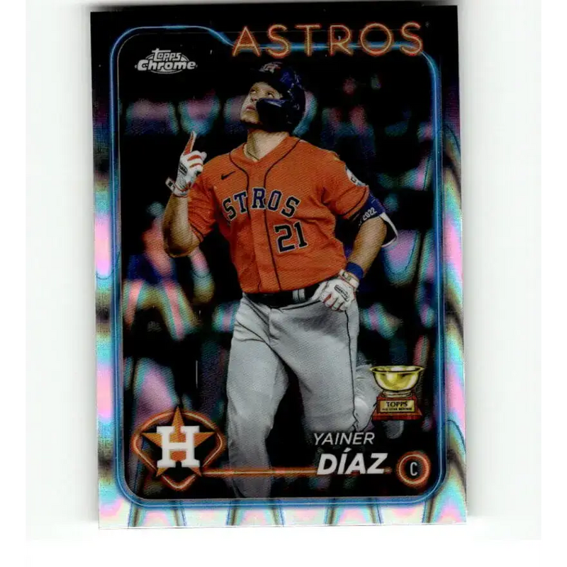2024 Topps Chrome Refractor RayWave #203 Yainer Diaz NM-MT Houston Astros Baseball Card - Baseball Card Single