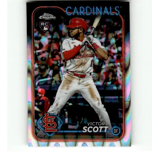 2024 Topps Chrome Refractor RayWave #251 Victor Scott NM-MT RC Rookie St Louis Cardinals Baseball Card