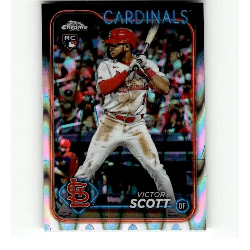 2024 Topps Chrome Refractor RayWave #251 Victor Scott NM-MT RC Rookie St Louis Cardinals Baseball Card - Baseball Card