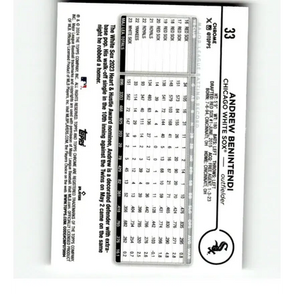 2024 Topps Chrome Refractor RayWave #33 Andrew Benintendi NM-MT Chicago White Sox Baseball Card