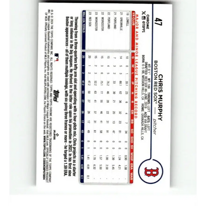 2024 Topps Chrome Refractor RayWave #47 Chris Murphy NM-MT RC Rookie Boston Red Sox Baseball Card