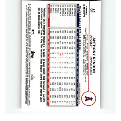 2024 Topps Chrome Refractor RayWave #61 Anthony Rendon NM-MT Los Angeles Angels Baseball Card