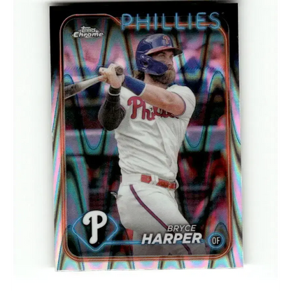 2024 Topps Chrome Refractor RayWave #62 Bryce Harper NM-MT Philadelphia Phillies Baseball Card
