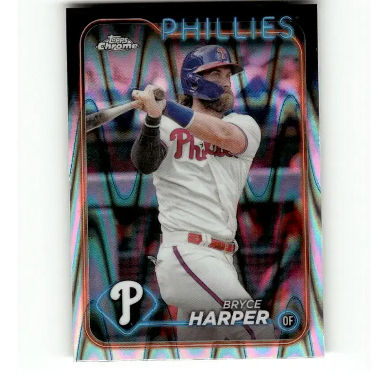 2024 Topps Chrome Refractor RayWave #62 Bryce Harper NM-MT Philadelphia Phillies Baseball Card - Baseball Card Single