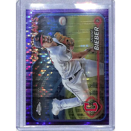 2024 Topps Chrome Refractor Sonar Purple #149 Shane Bieber NM-MT 261/275 Cleveland Guardians Baseball Card