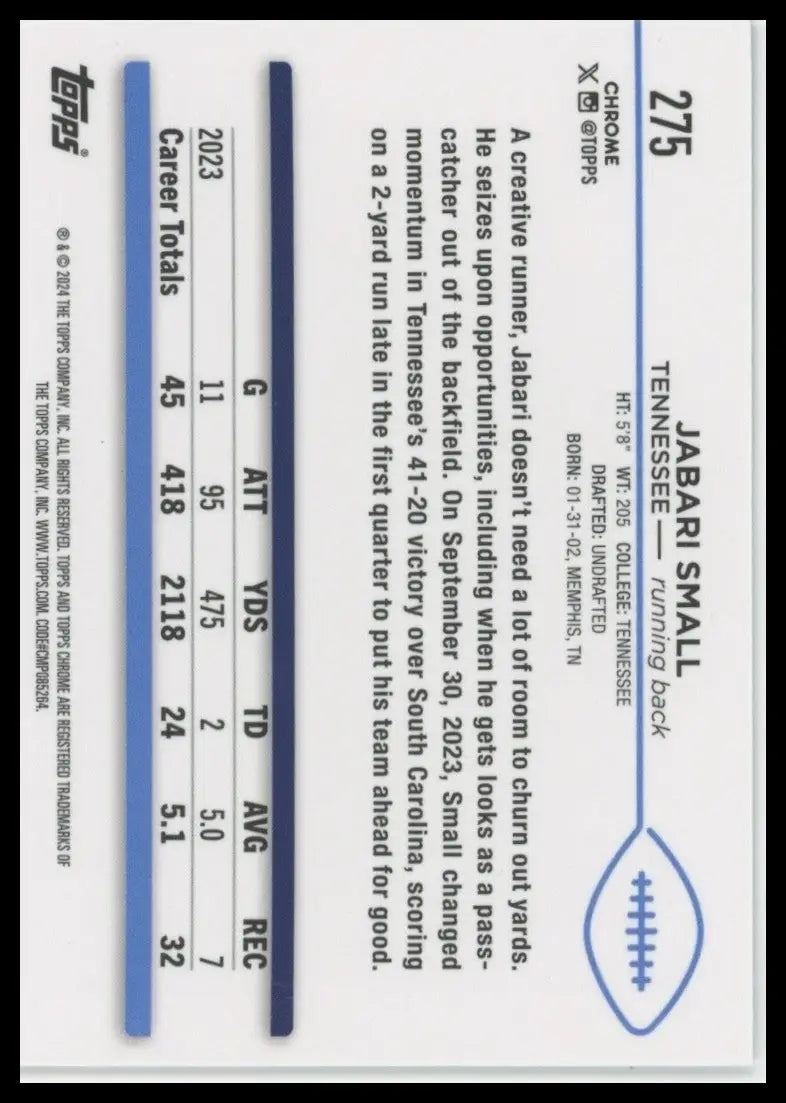2024 Topps Chrome - Rookies Jabari Small #275 (RC) - Baseball Card Single