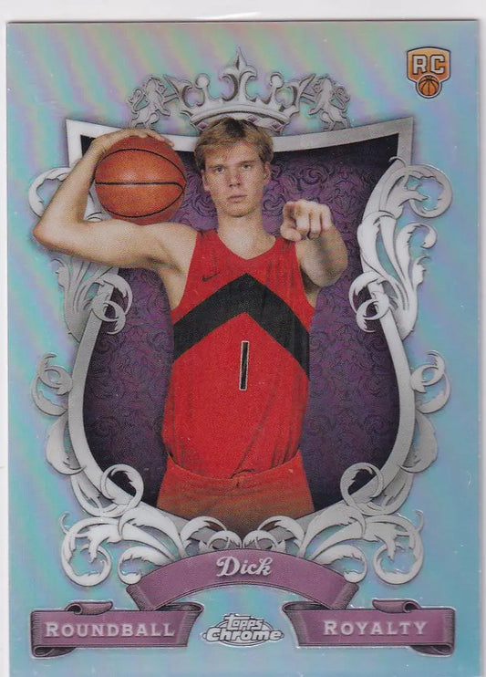 2024 TOPPS CHROME #RR-17 GRADEY DICK ROOUND BALL REFRACTOR- TORONTO RAPTORS - Basketball Card Single