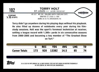 2024 Topps Chrome Sapphire Edition #102 Torry Holt - Football Card Single