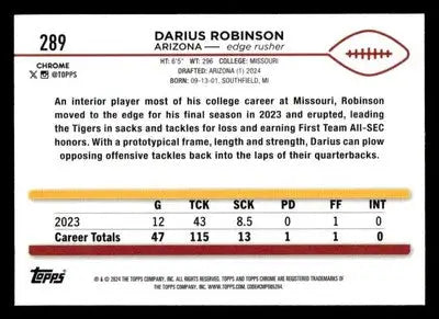 2024 Topps Chrome Sapphire Edition #289 Darius Robinson - Football Card Single
