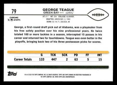 2024 Topps Chrome Sapphire Edition #79 George Teague - Football Card Single