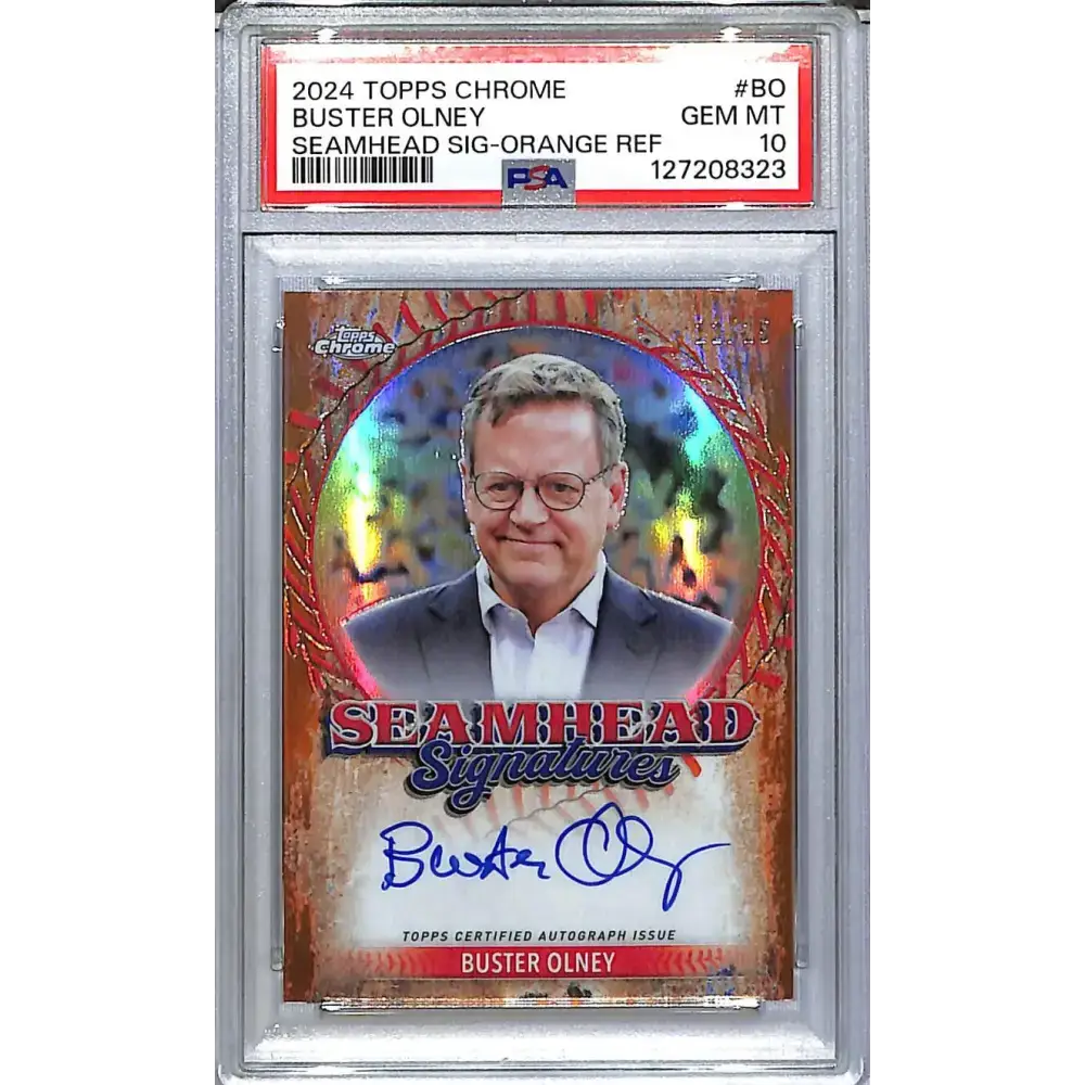 2024 Topps Chrome Seamhead Signatures Orange #SSA-BO Buster Olney PSA 10 GEM MINT Auto 22/25 - Baseball Card Single