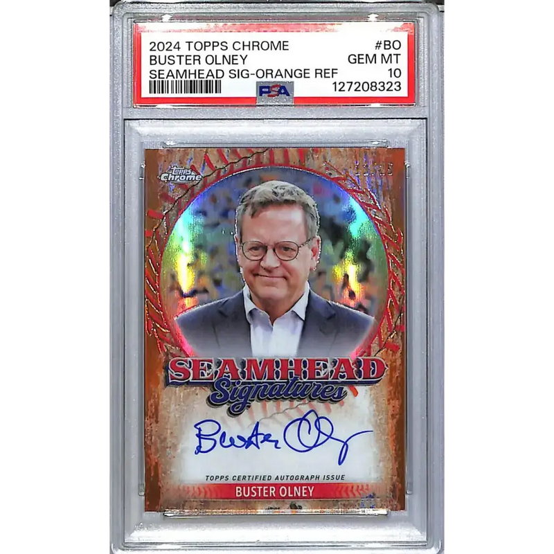 2024 Topps Chrome Seamhead Signatures Orange #SSA-BO Buster Olney PSA 10 GEM MINT Auto 22/25 - Baseball Card Single